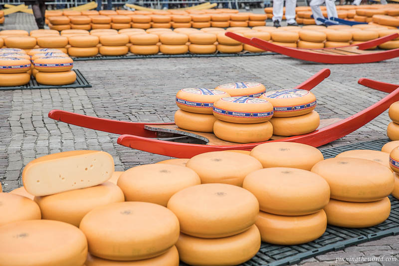 Cheese truckles at Alkmaar cheese market