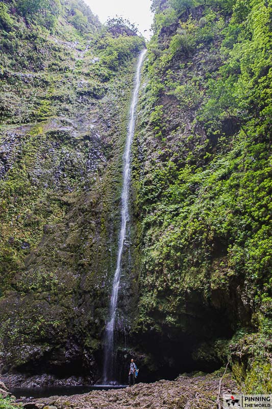 Waterfall at the end of caldeiro verde levada walk