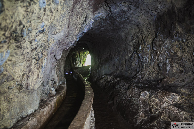 Inside the tunnel in caldeirao verde levada walk