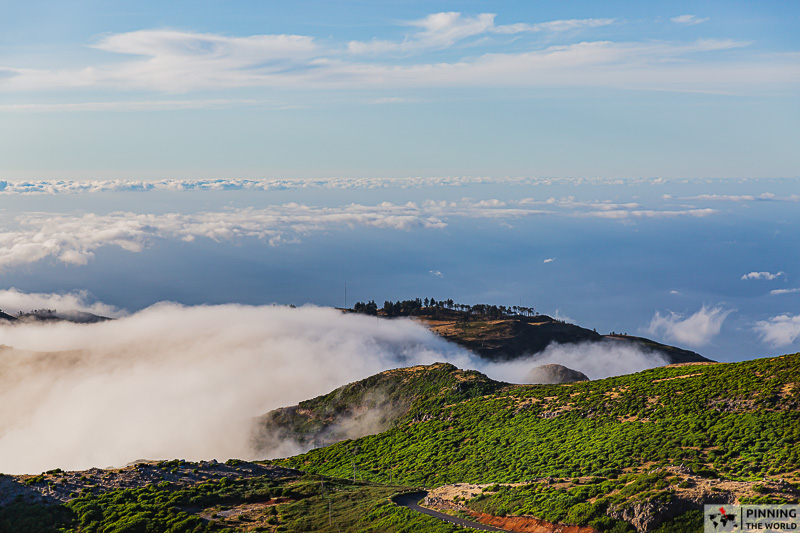 cloud covered valley & mountains seen from pico arieiro viewing deck